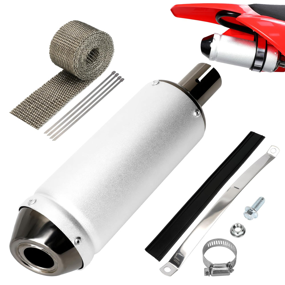 EOPOAYI front view muffler shows compact slip-on fit and improved tone