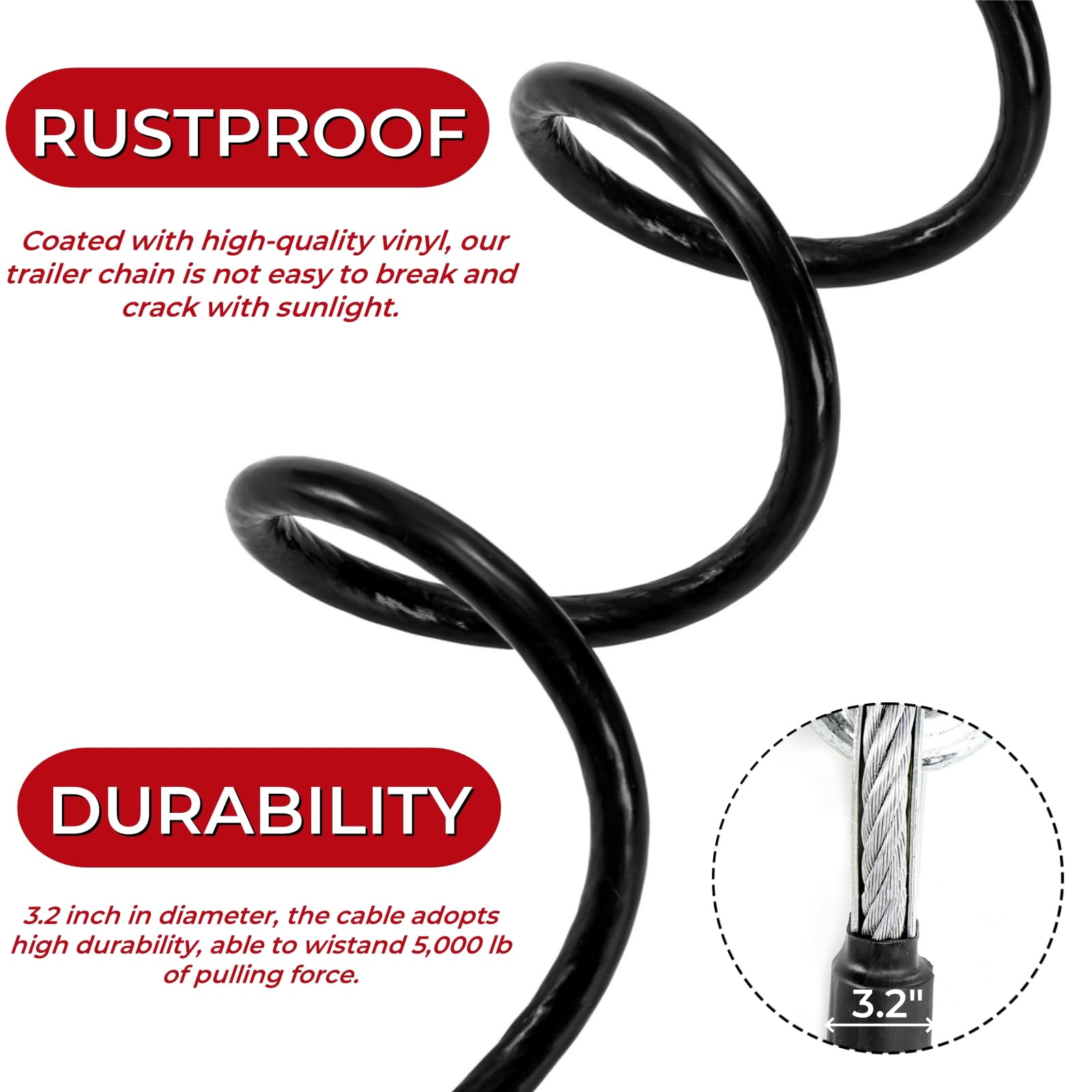 Eorbow coiled trailer cable profile demonstrating compact storage and reduced road drag