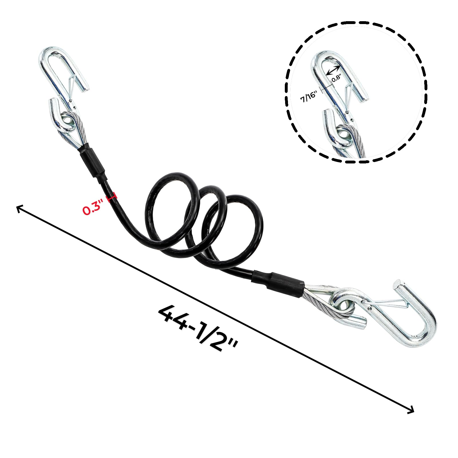 Eorbow close-up of 7/16" snap hook focusing on latch strength and secure connection