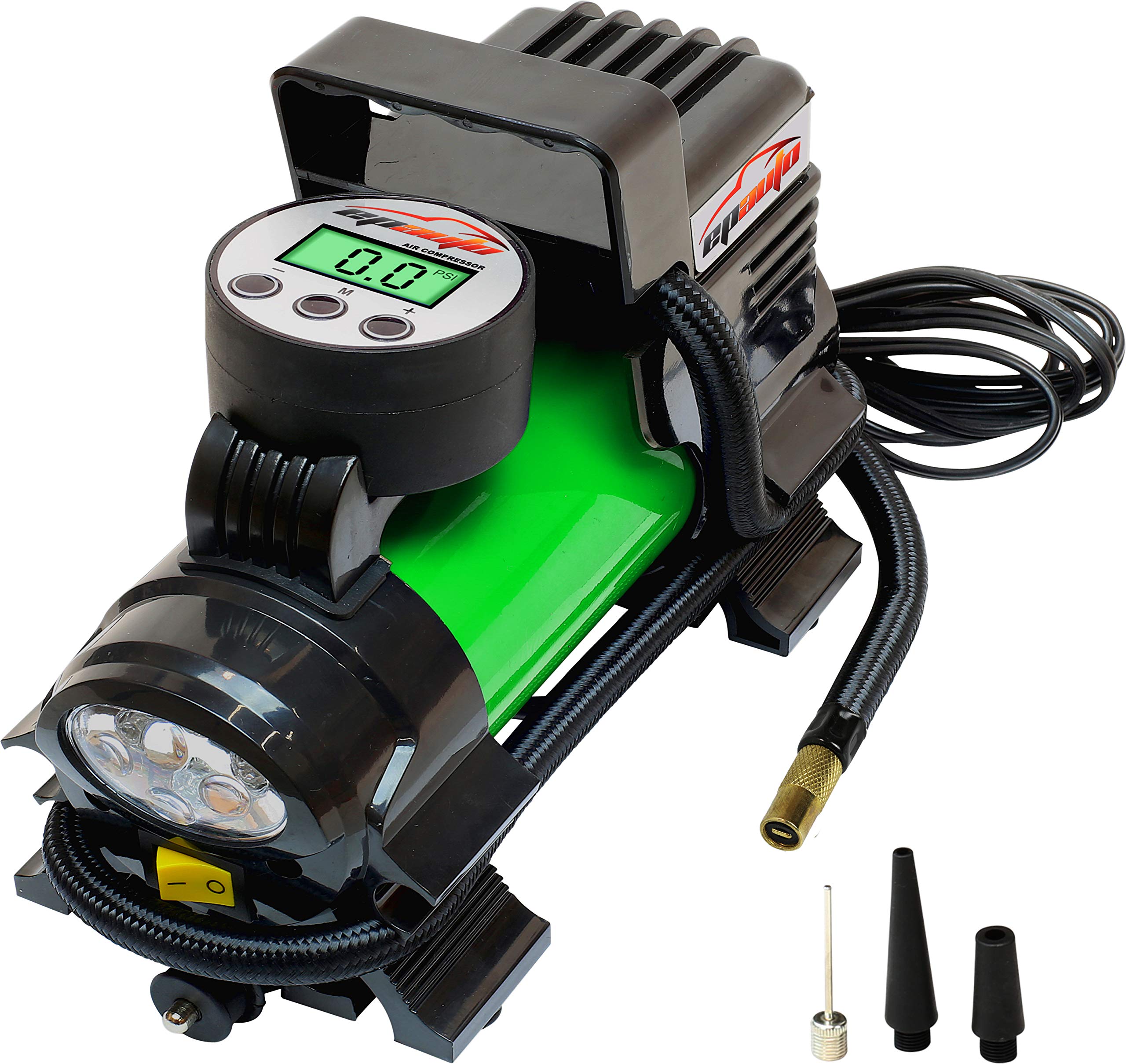 EPAuto portable inflator front view showing compact design and portability benefit