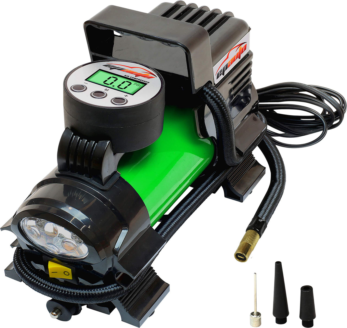 EPAuto portable inflator front view showing compact design and portability benefit