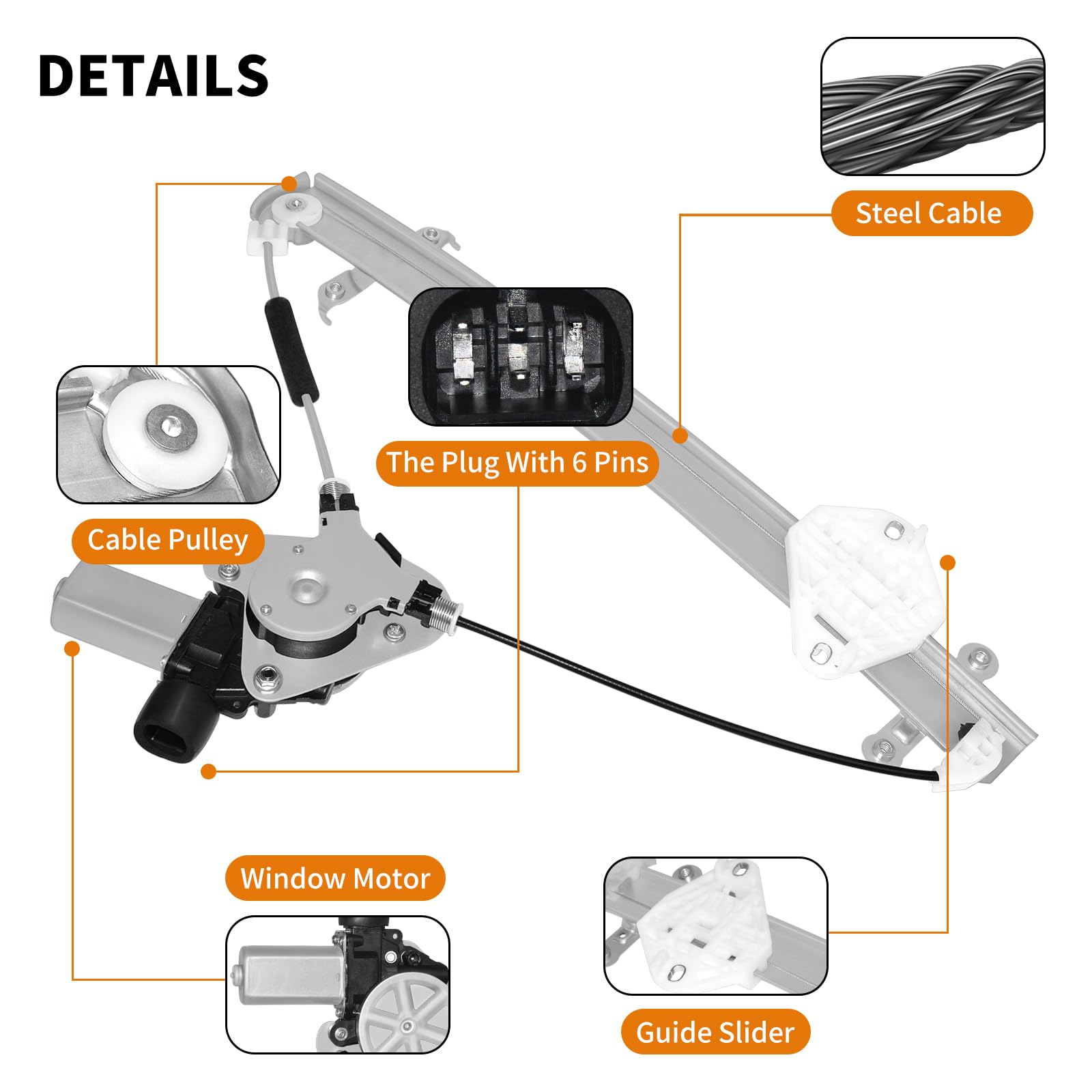 EPChunMi regulator cable detail showing smooth-operation benefit