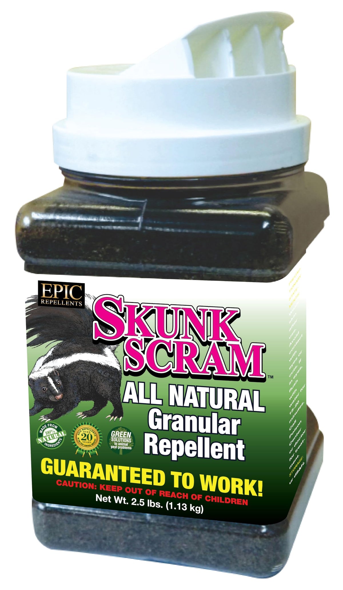 EPIC REPELLENTS shaker bottle front view showing label and benefit of humane deterrent