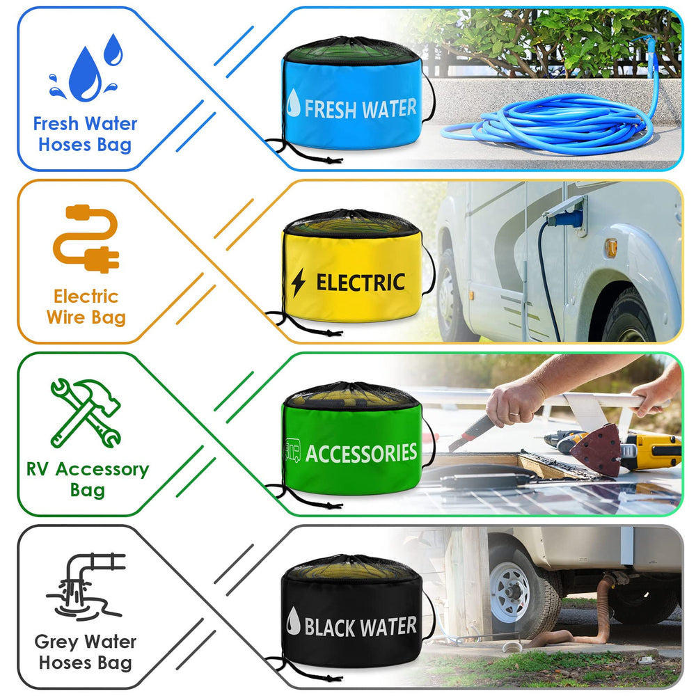ERKOON storage straps securing hoses demonstrating compact transport benefit