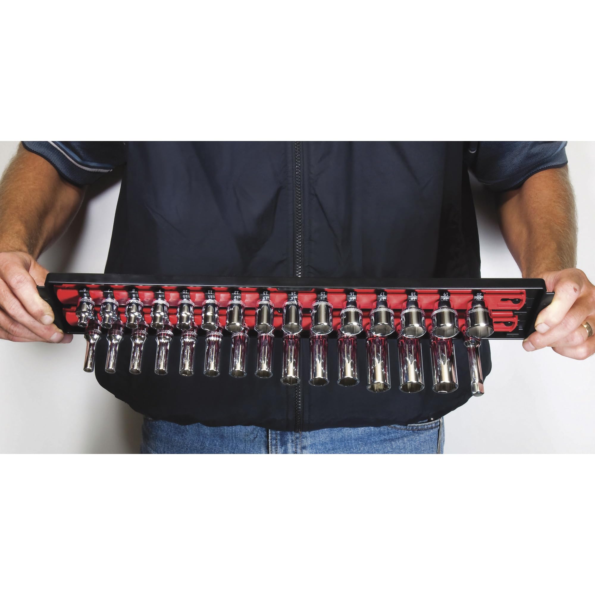 Ernst Manufacturing tray handle being held for easy transport and quick carrying