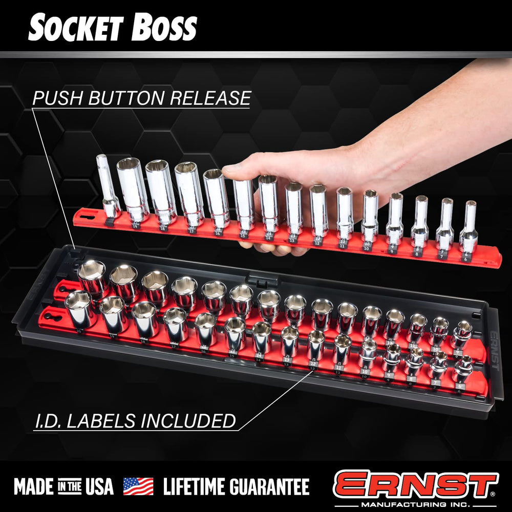 Ernst Socket Boss being lifted by handles showing portable toolbox-friendly design