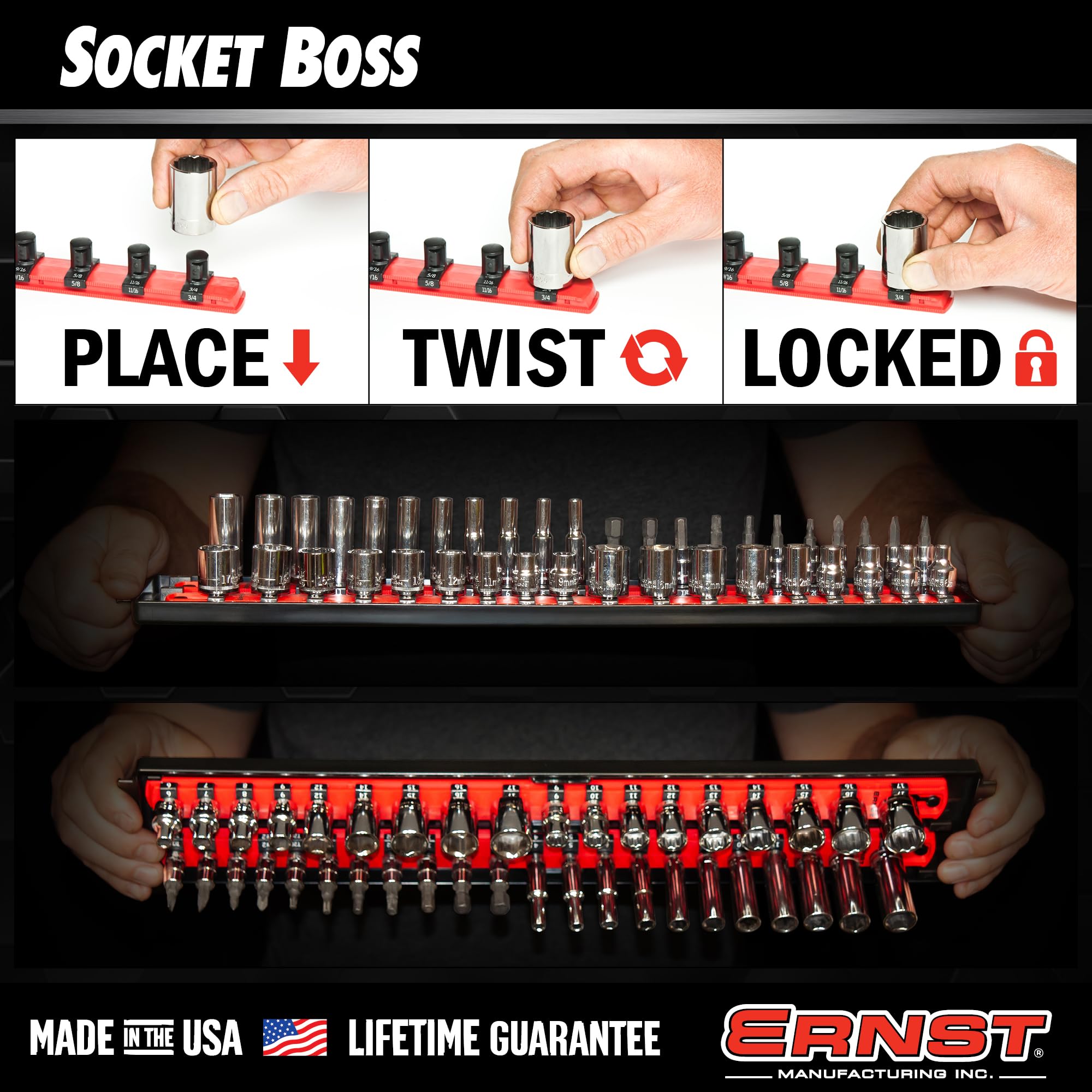 Ernst Socket Boss next to hand tools showing scale and space-saving benefit