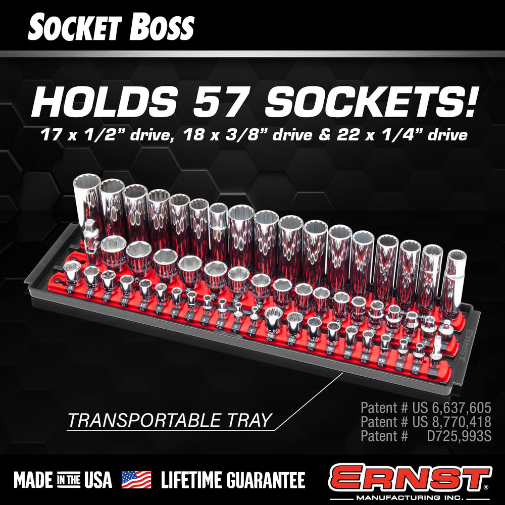 Ernst Socket Boss holding upside-down sockets proving loss prevention benefit