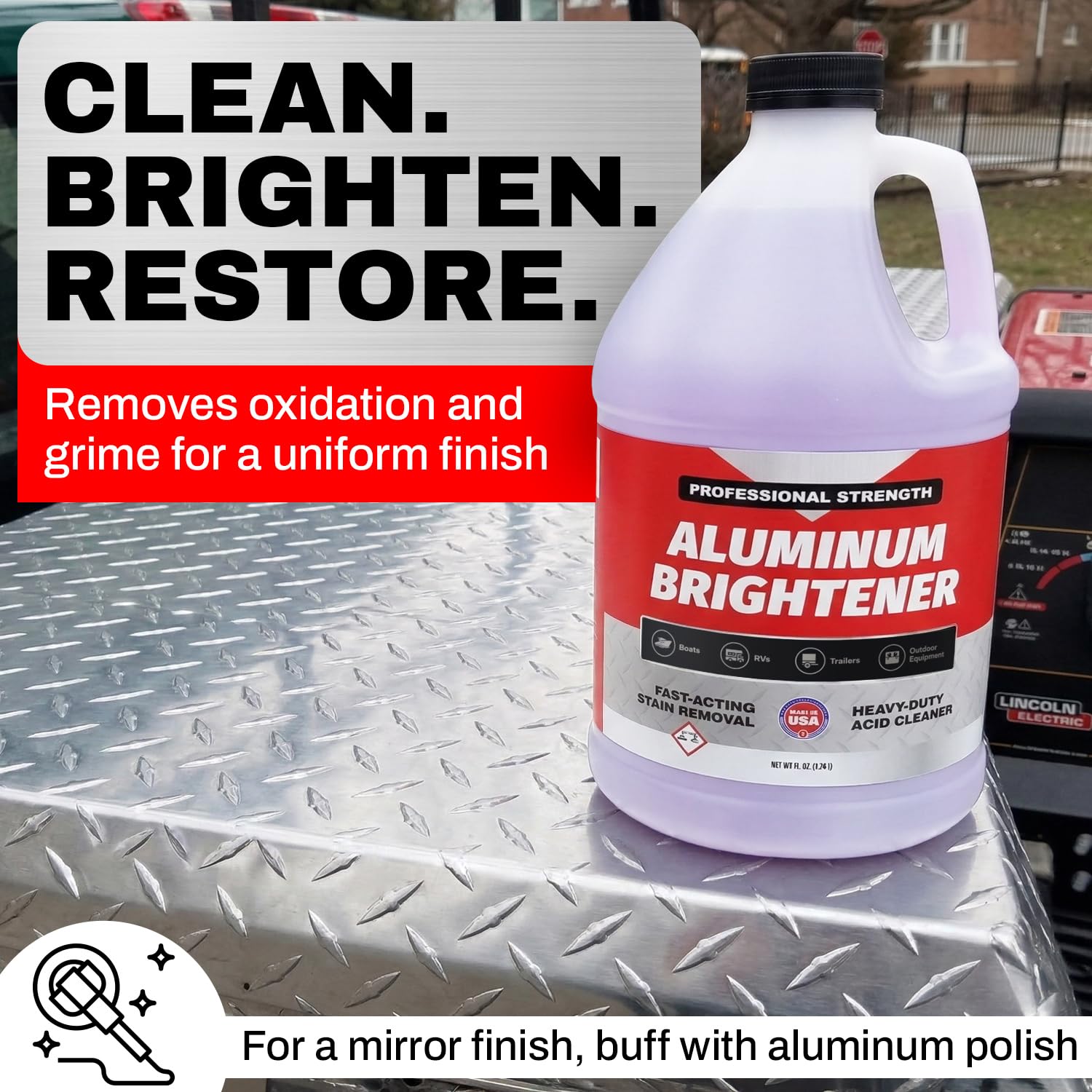 Escentile in use on trailer at job site for heavy-duty cleaning
