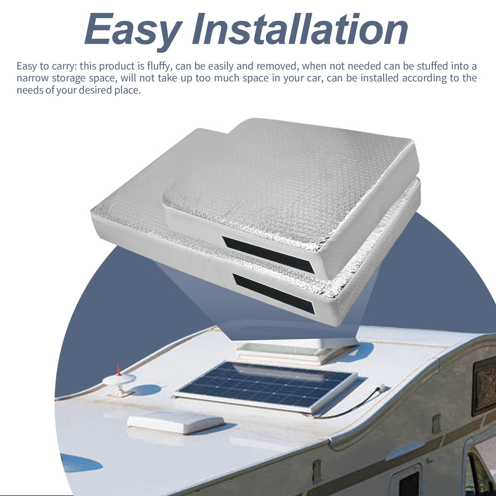 ESMING vent insulator installed in an RV skylight showing quick fit and privacy benefit