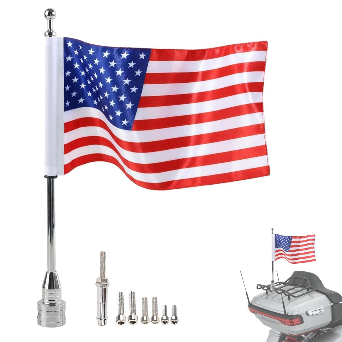 Espear front view of assembled flag mount showing secure attachment benefit