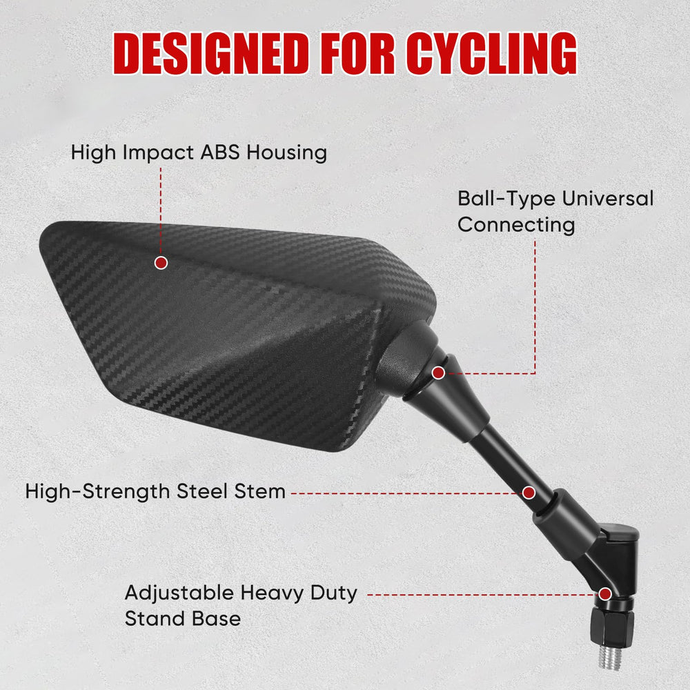 Esploratori mirror mounted on handlebar in use improving rider awareness benefit
