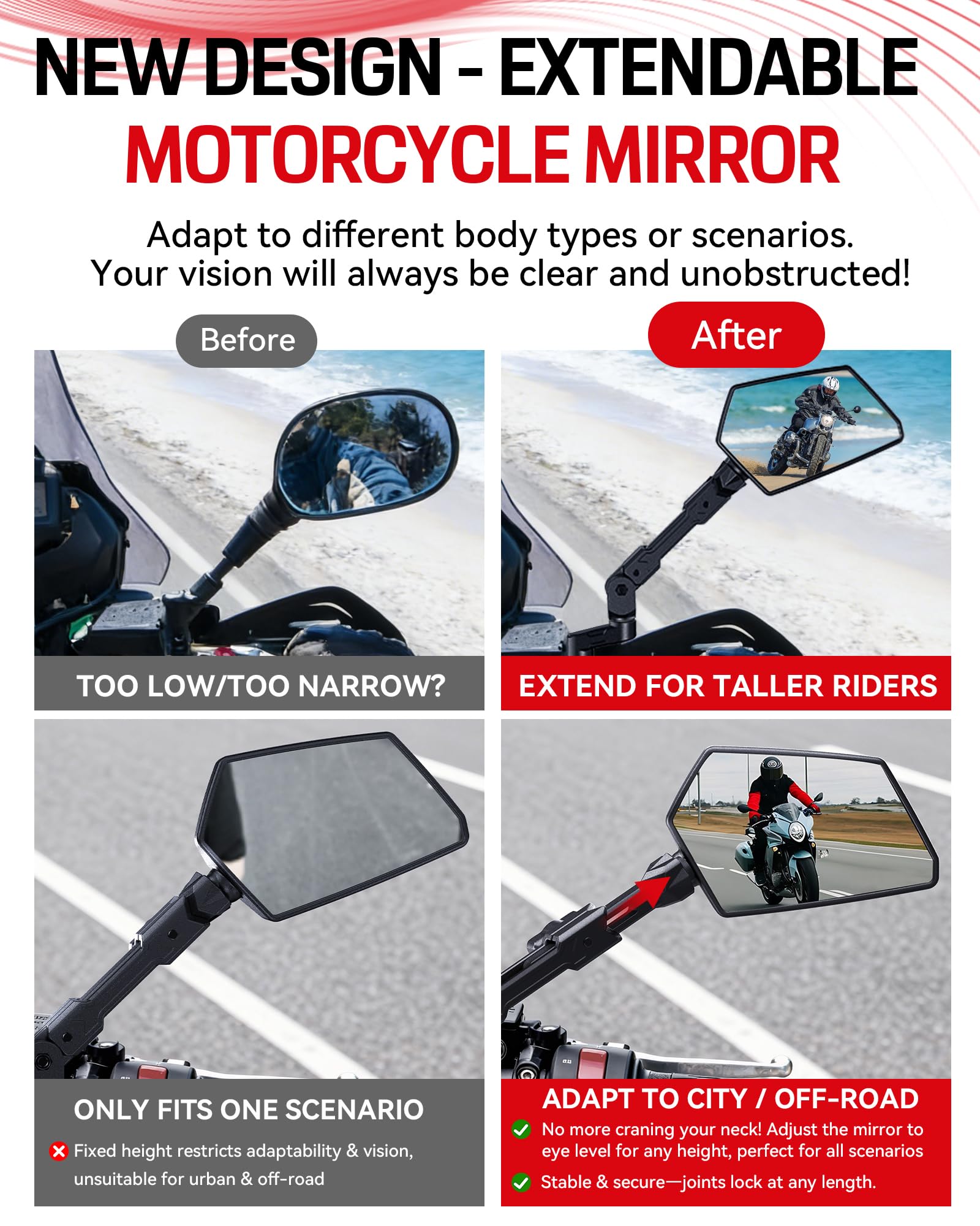 Esploratori mirror folded compact to protect glass when parked