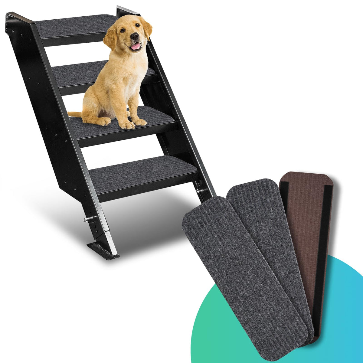 ESUDNT front view of three black step covers showing pack convenience and neat fit