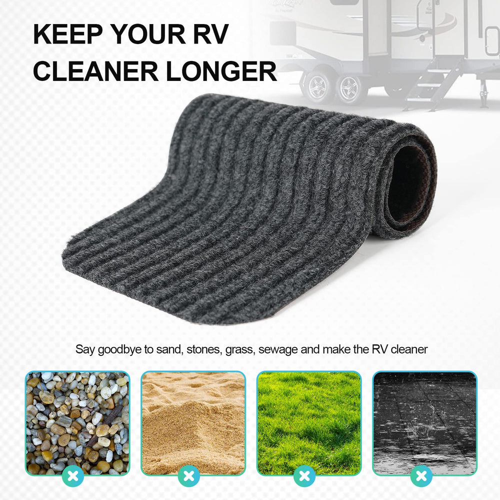 ESUDNT lifestyle shot at RV entryway showing instant protection and neat look