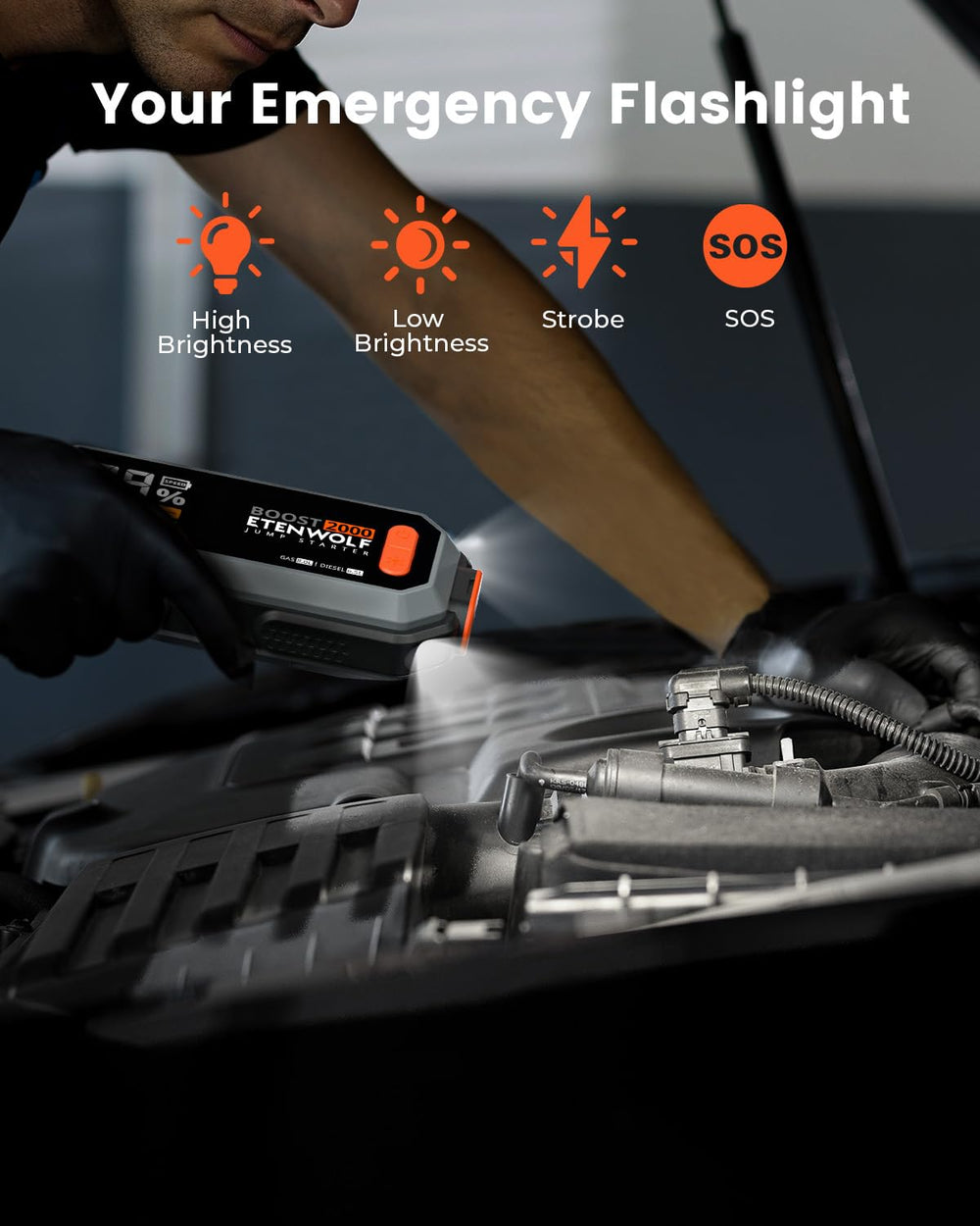 ETENWOLF in hand size comparison shows portable power that fits a backpack