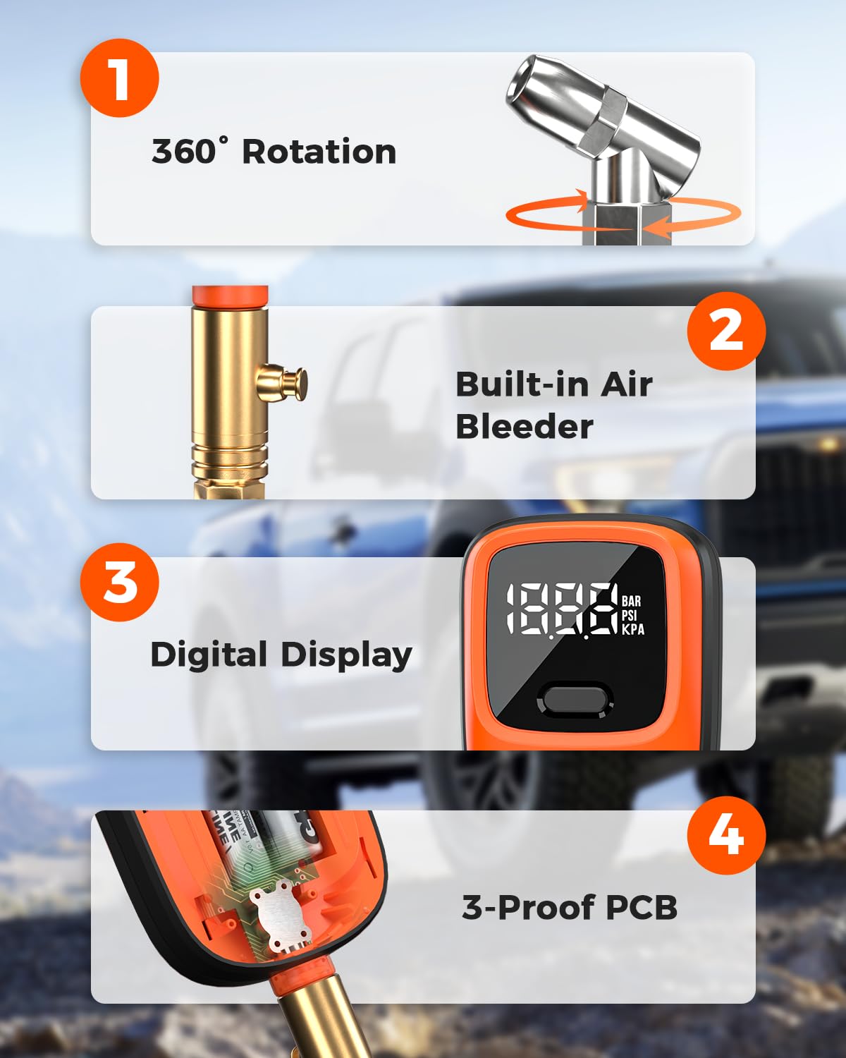 ETENWOLF orange body side profile highlighting durable grip and controls