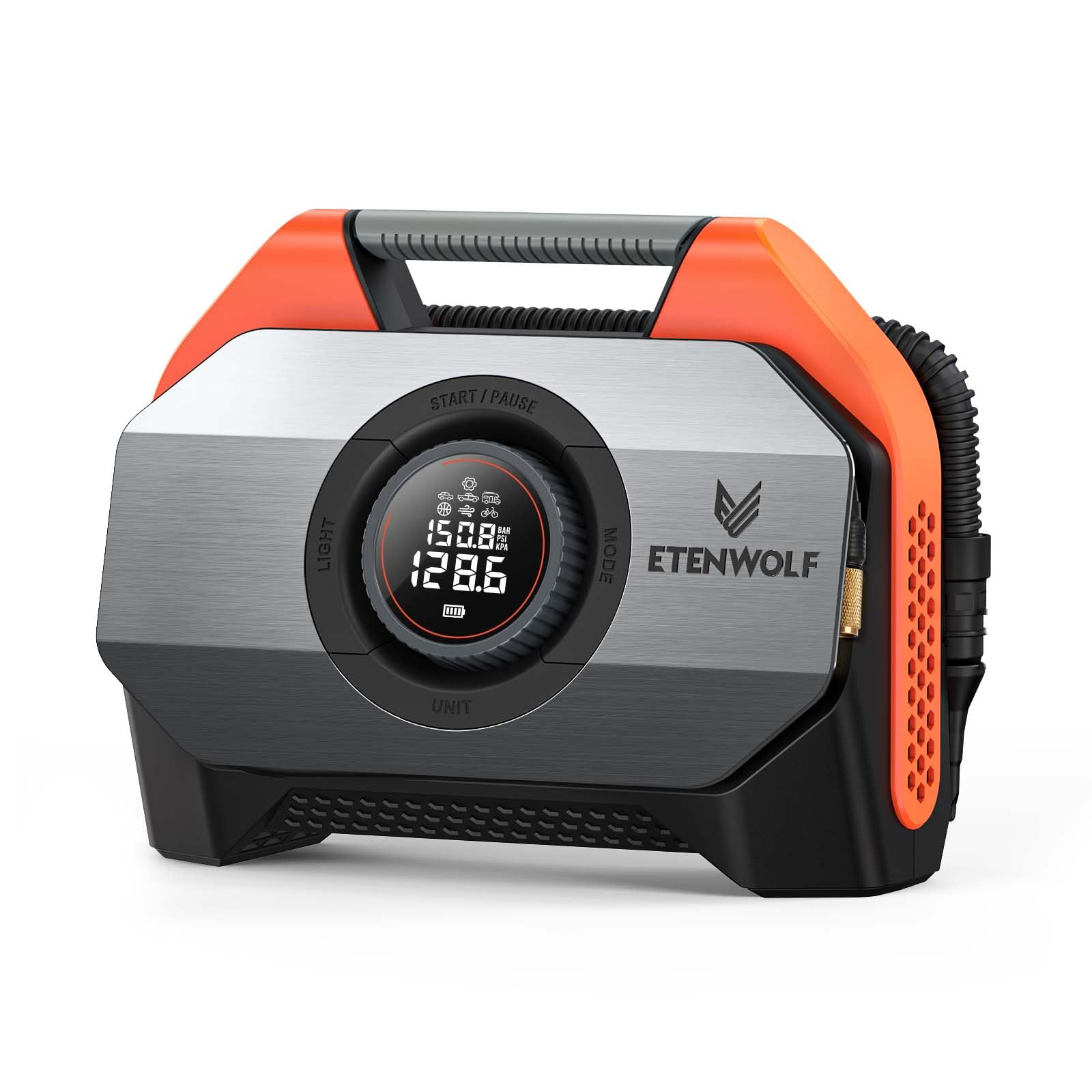 ETENWOLF Vortex S6 front view showing compact compressor and handle for portability