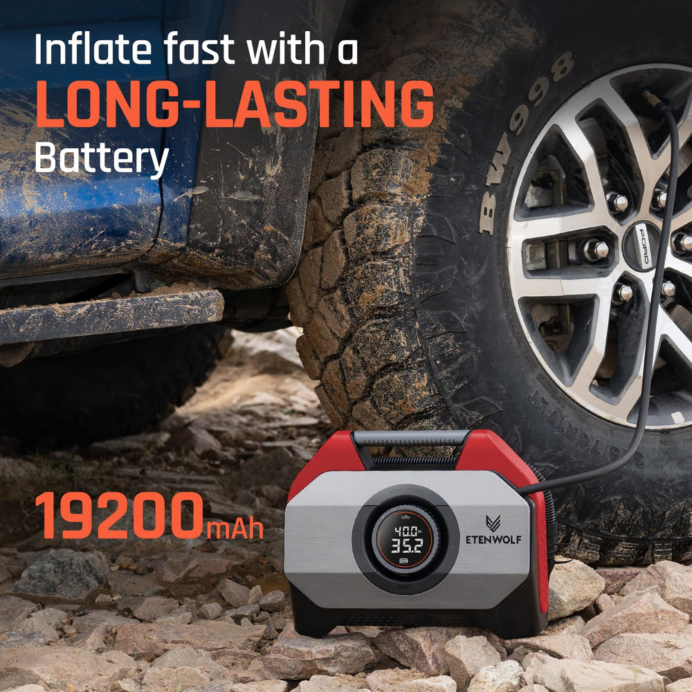 ETENWOLF Vortex S6 hose and adapter set laid out for inflating tires and inflatables quickly