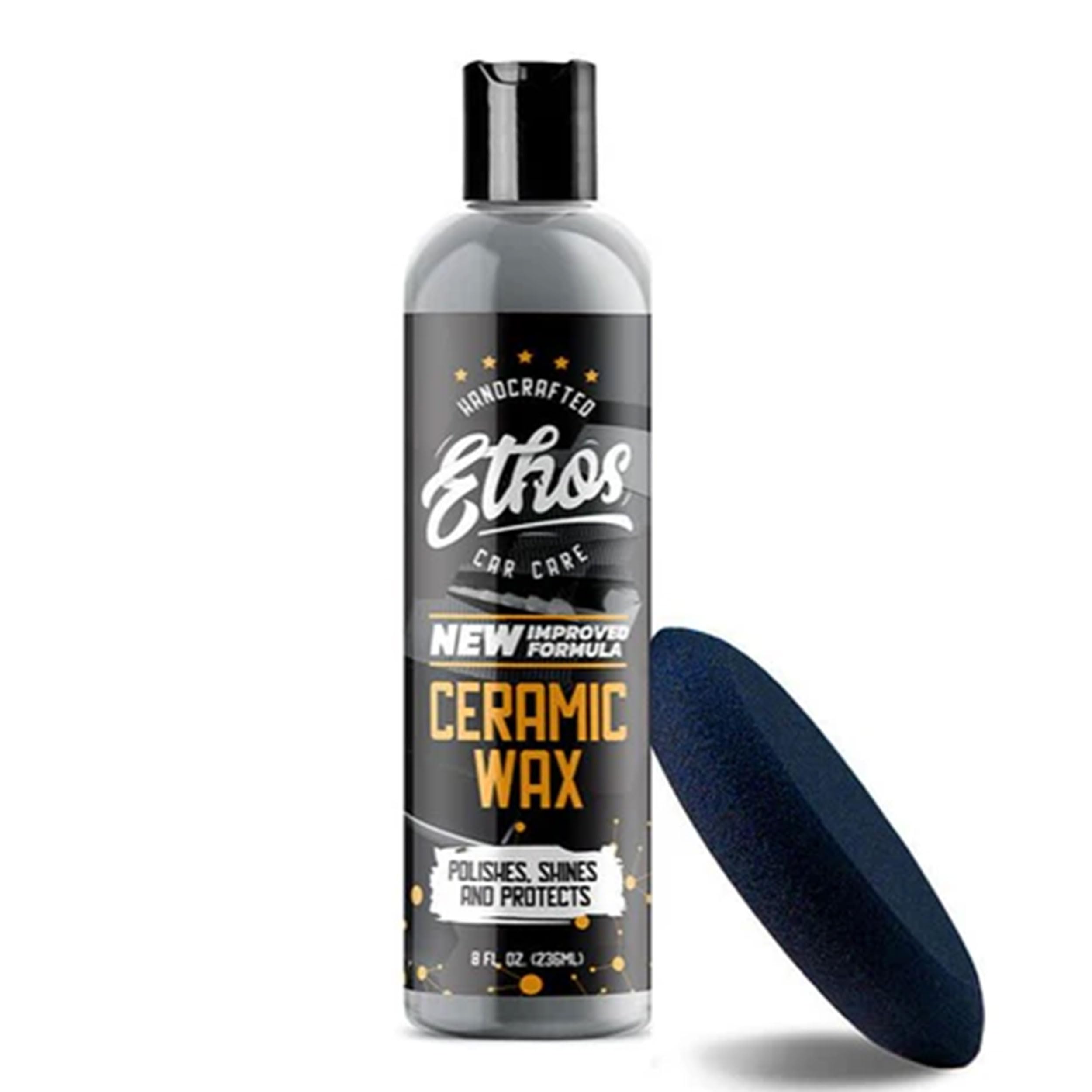 Ethos Handcrafted Car Care bottle front label showing product identity and benefit
