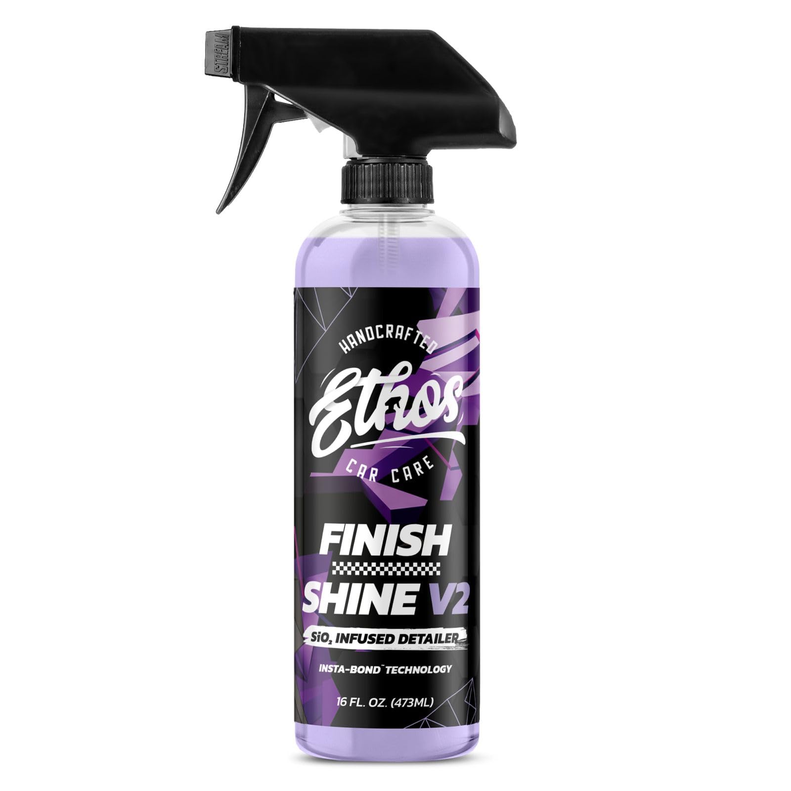 Ethos Handcrafted Car Care bottle front view showing label and benefit