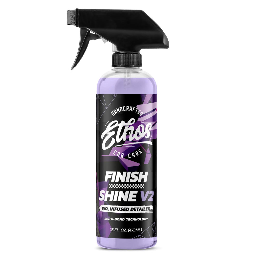 Ethos Handcrafted Car Care bottle front view showing label and benefit