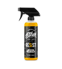 Ethos Handcrafted Car Care front bottle view showing label and benefit of quick protection