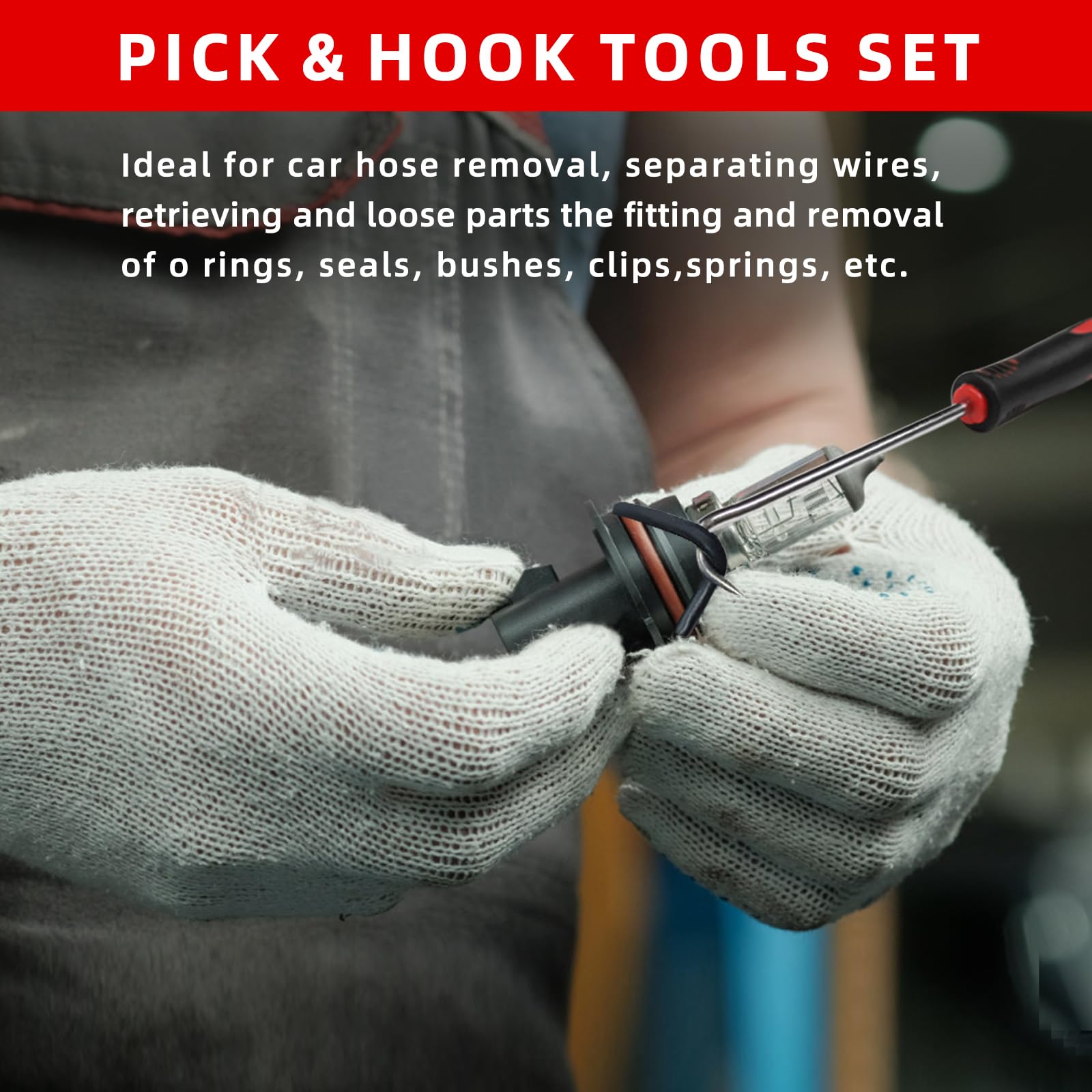 Etre Jeune tools in use inside a car engine bay showing precise seal and hose removal