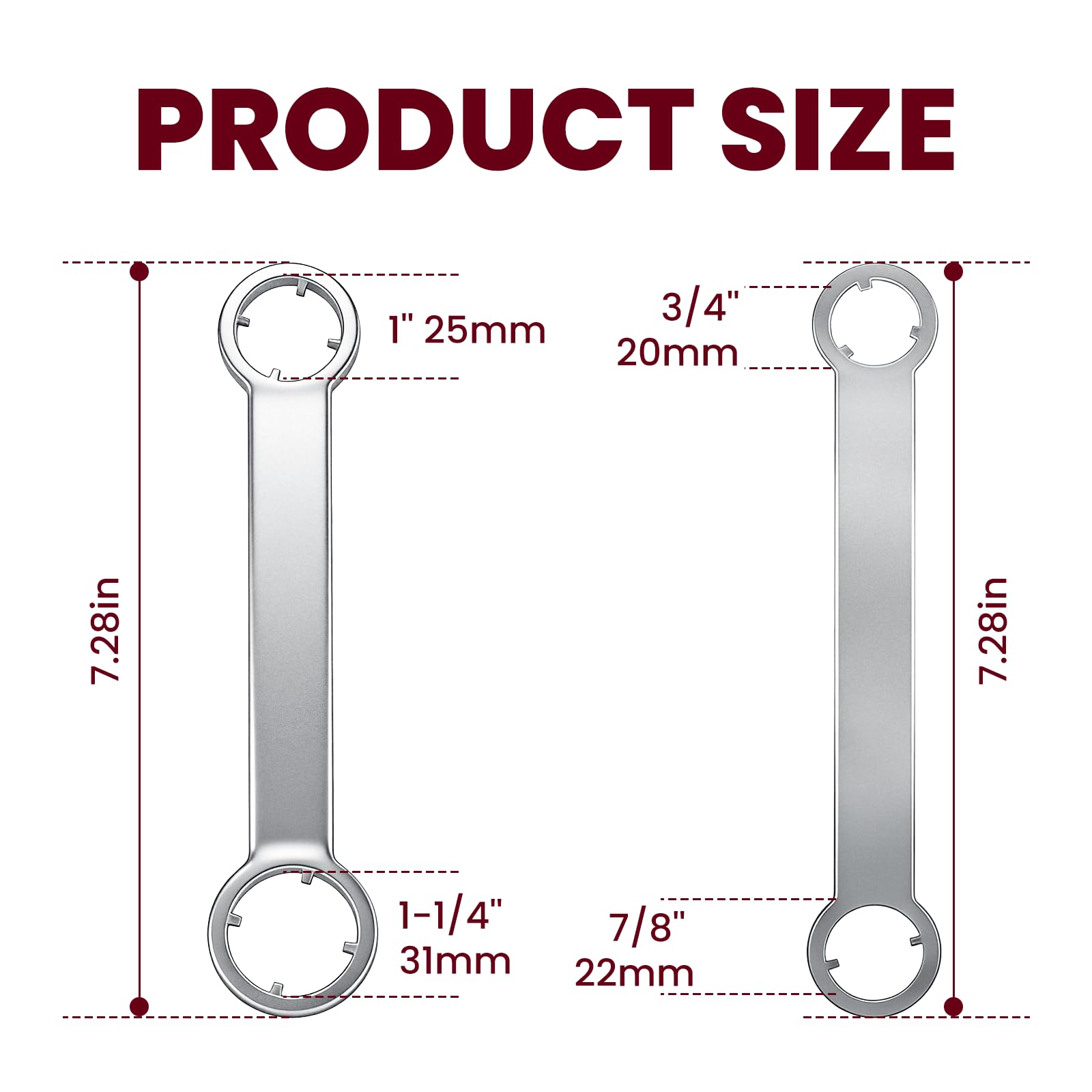 ETZ wrench profile next to ruler showing 7.28 inch length for scale and portability