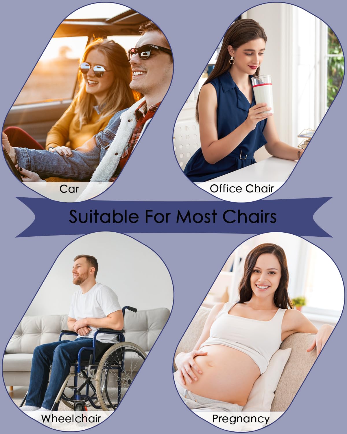Euamzger on office chair with scale showing universal fit and ergonomic support