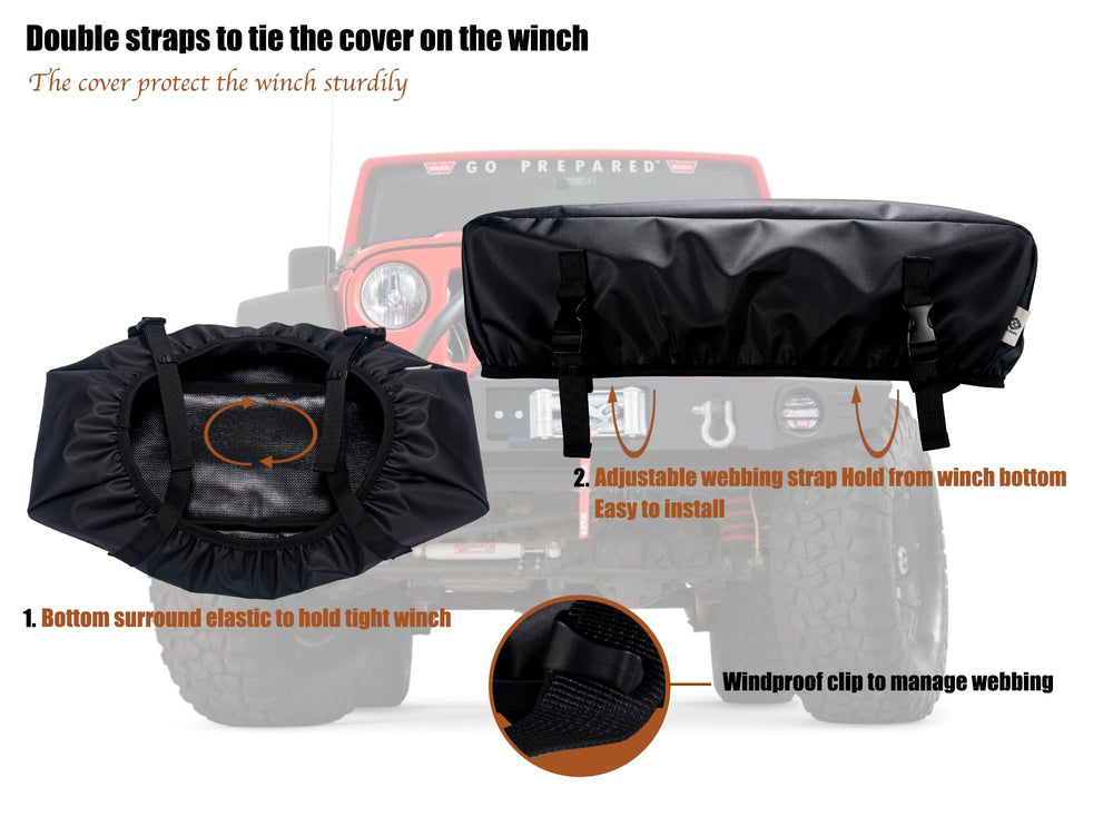 Eudora adjustable webbing strap close-up showing strong fastener to keep cover tightly in place