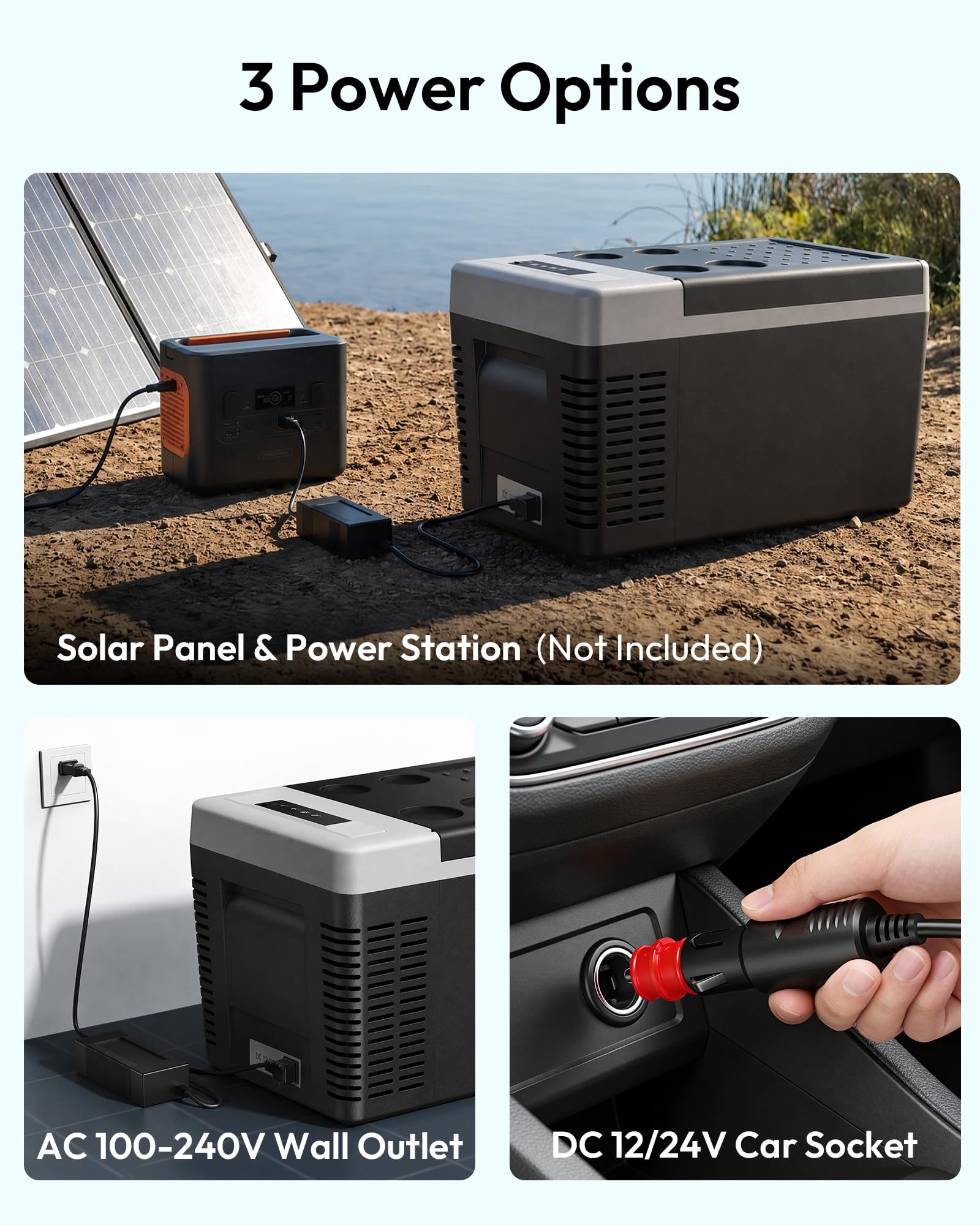 EUHOMY size comparison with water bottle illustrating portable 26QT capacity