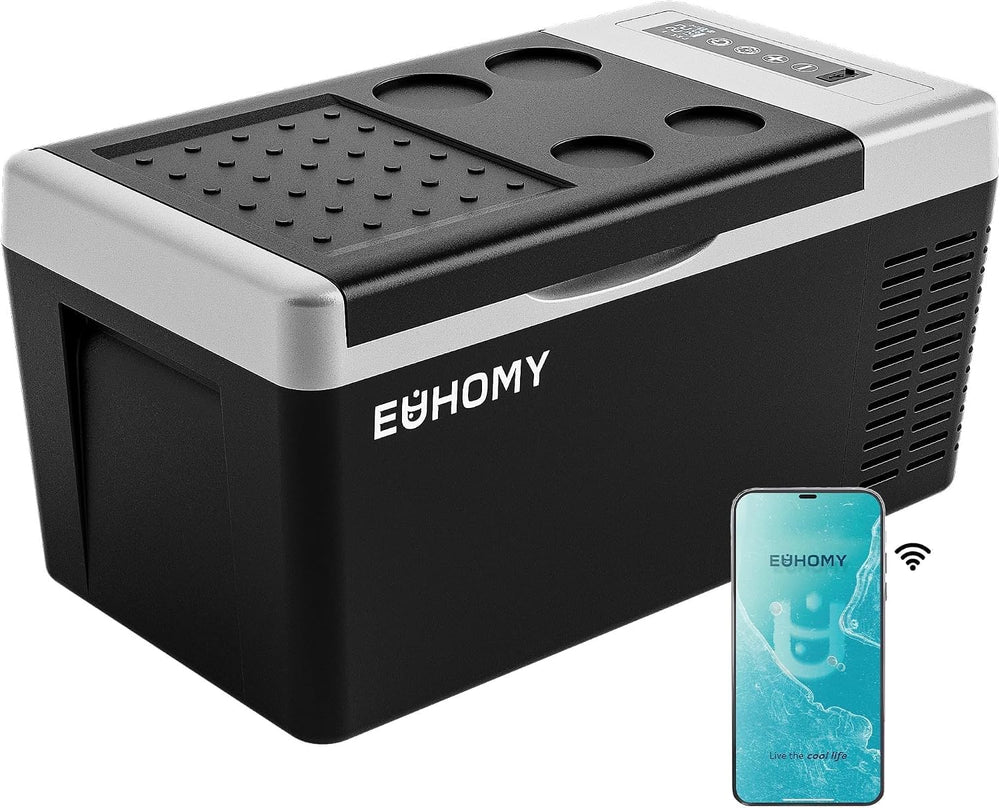 EUHOMY front view of 19QT cooler showing compact footprint and portability benefit