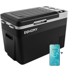 EUHOMY front view closed lid showing compact 32QT fridge for portable cooling
