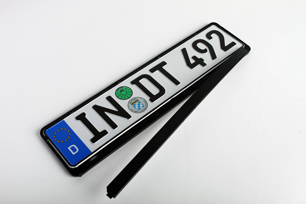 European License Plates corner detail protecting plate edges and reducing wear