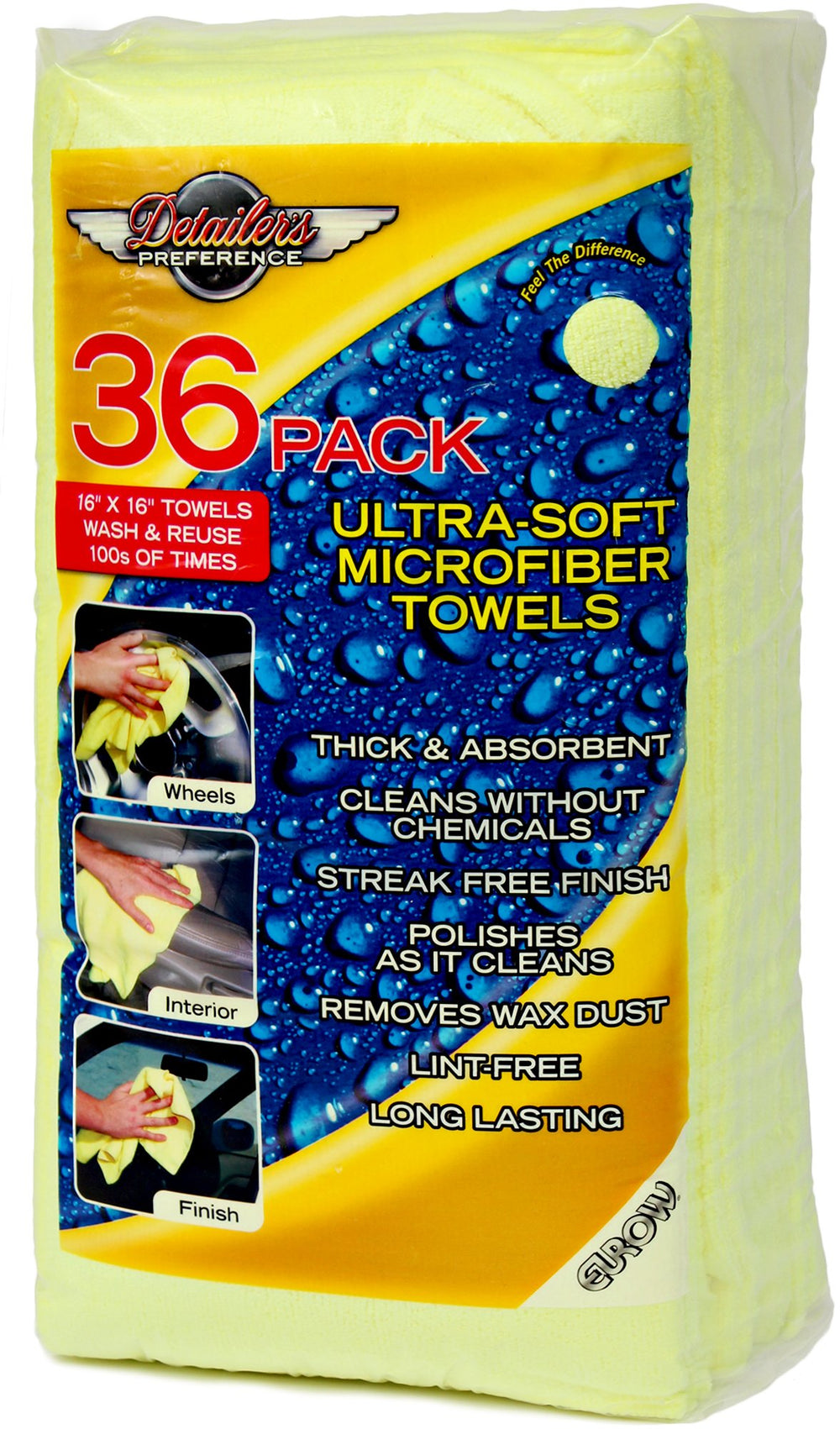 Eurow towel absorbing water quickly to demonstrate high absorbency
