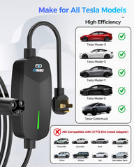 EVDANCE long 25-foot cable stretched to show flexible parking reach and convenience