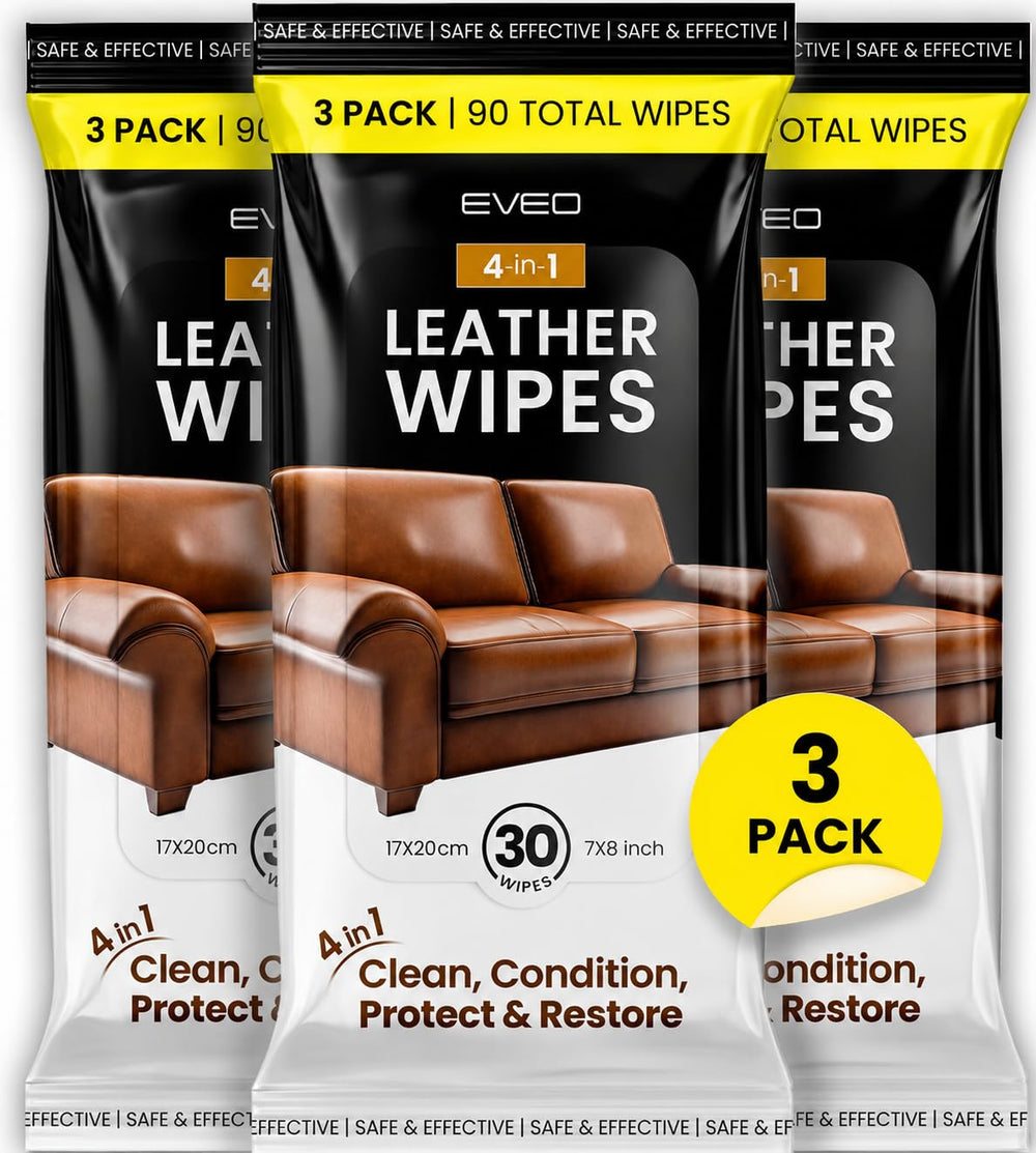 EVEO front packaging showing 3-pack and 90 wipes for easy storage