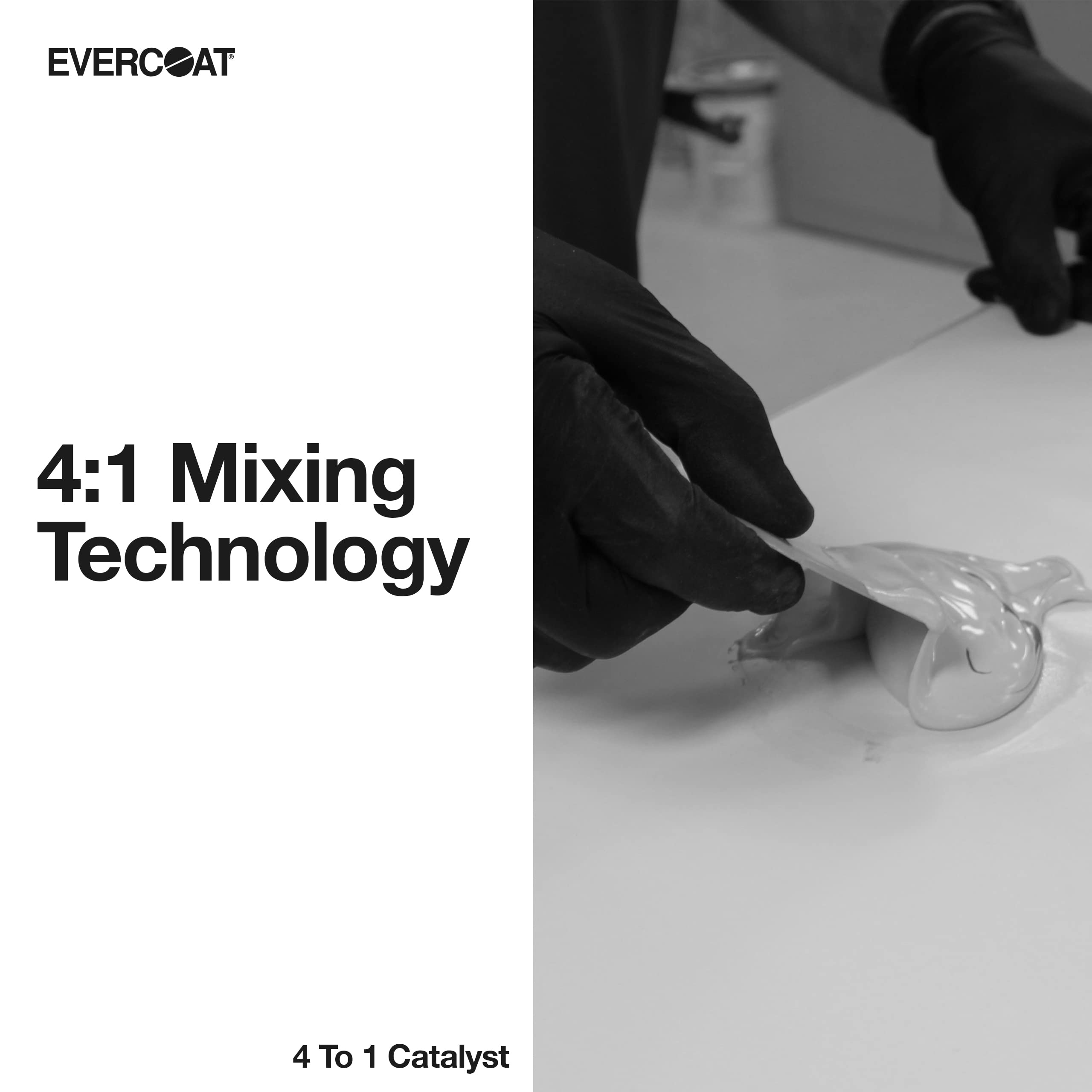 Evercoat 4:1 Catalyst pouring detail demonstrating easy mixing