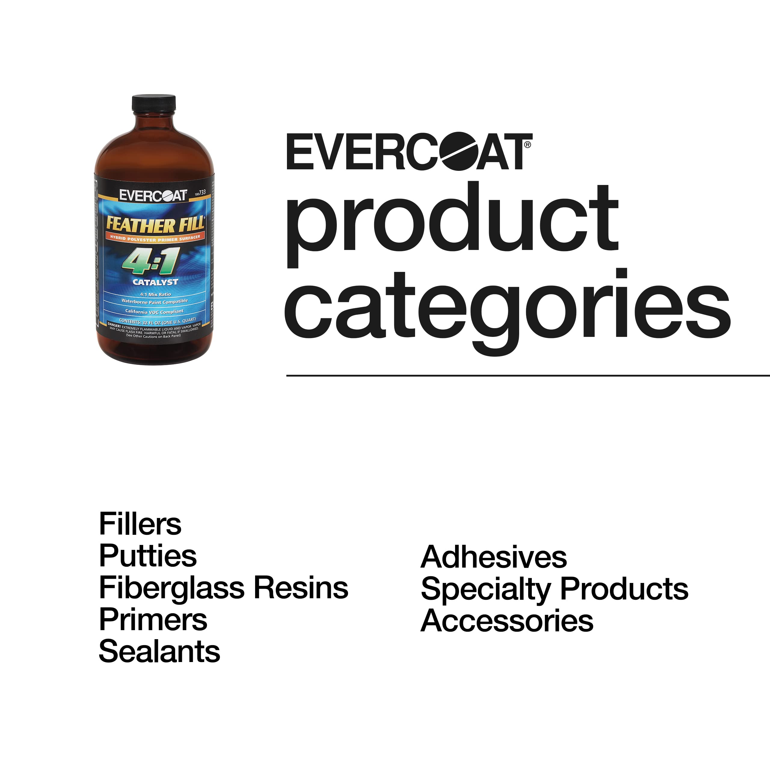 Evercoat 4:1 Catalyst next to a ruler showing 32 fl oz scale