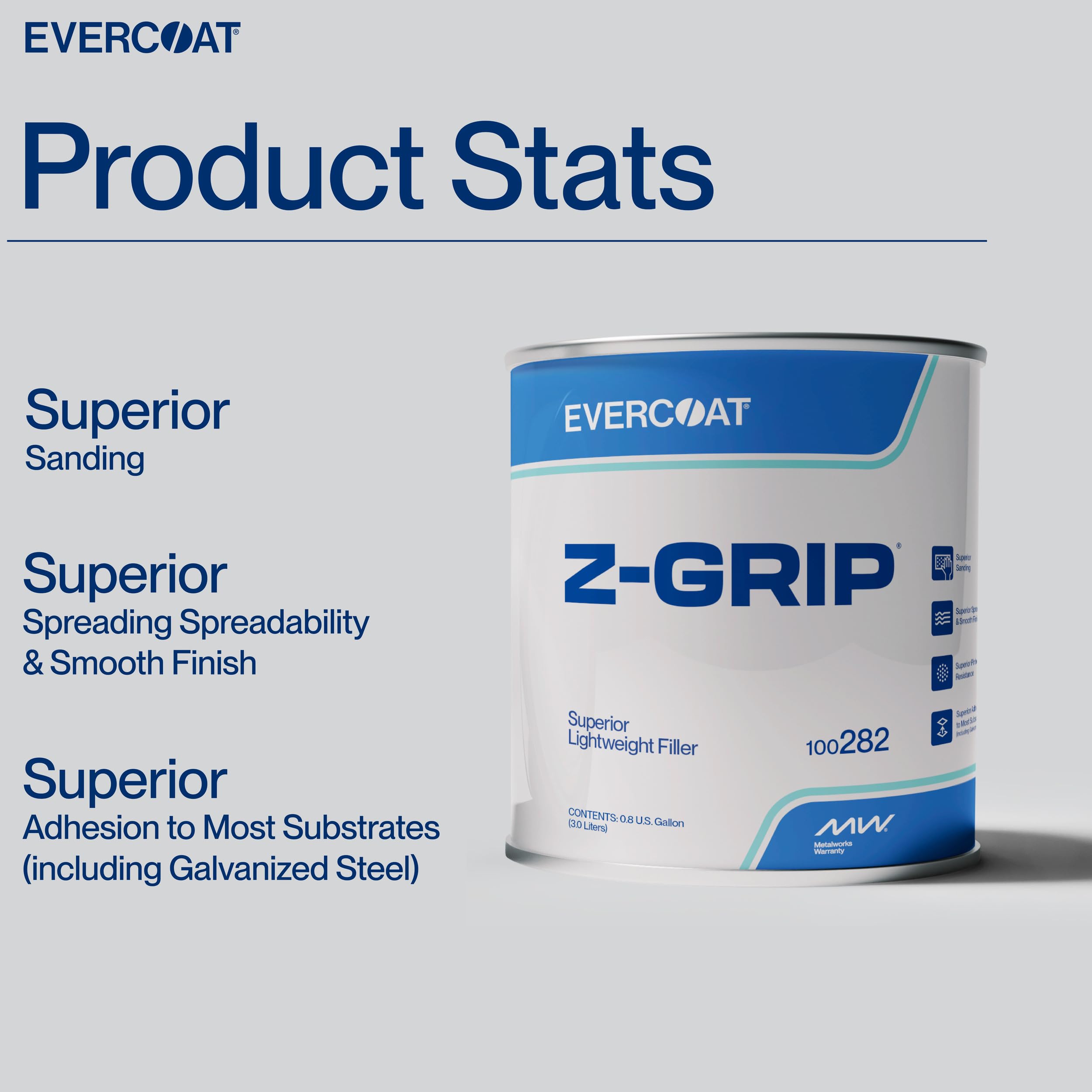 Evercoat Z-Grip filler sanded panel showing easy sanding and smooth finish