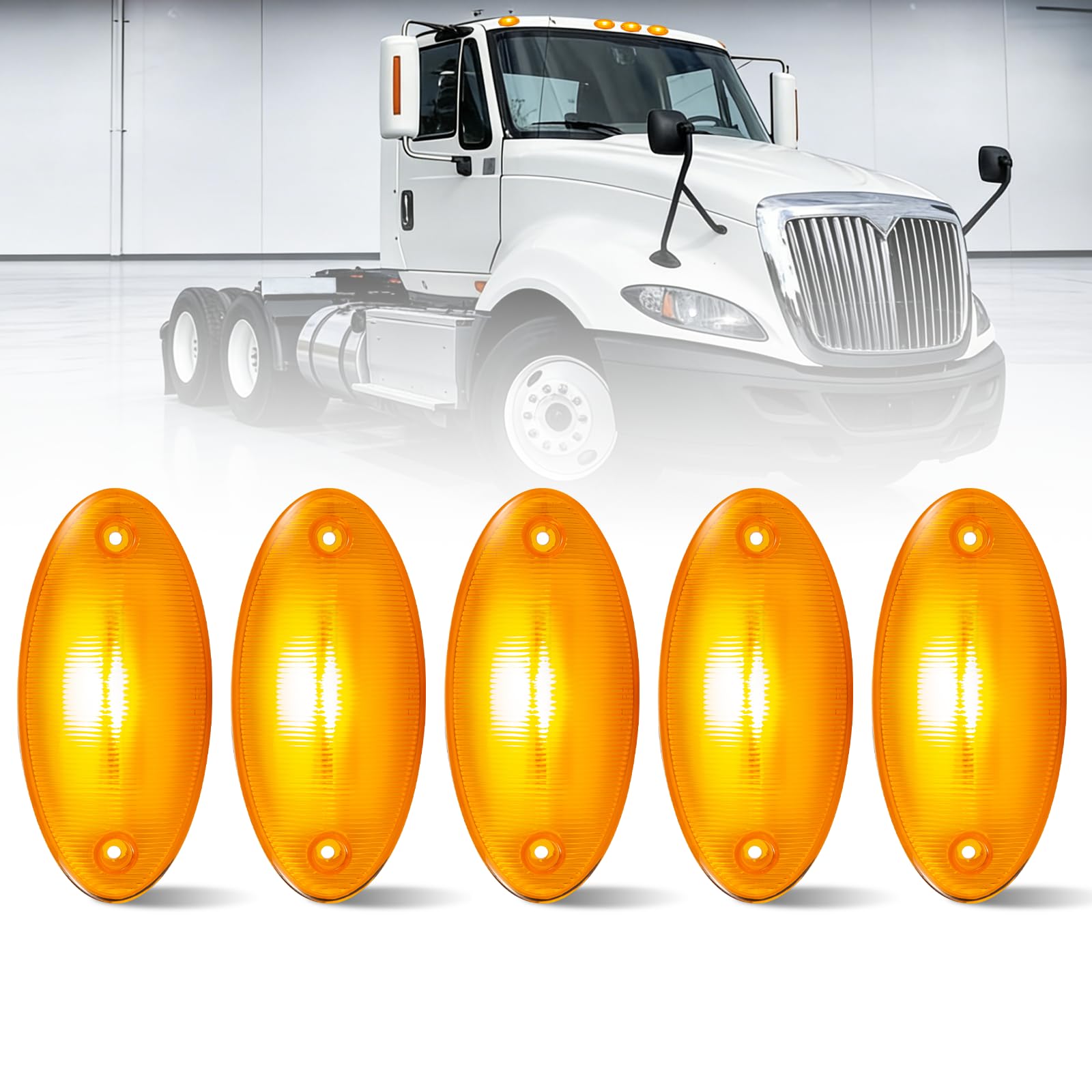 EVERESTHD front view of cab marker lights showing bright amber visibility