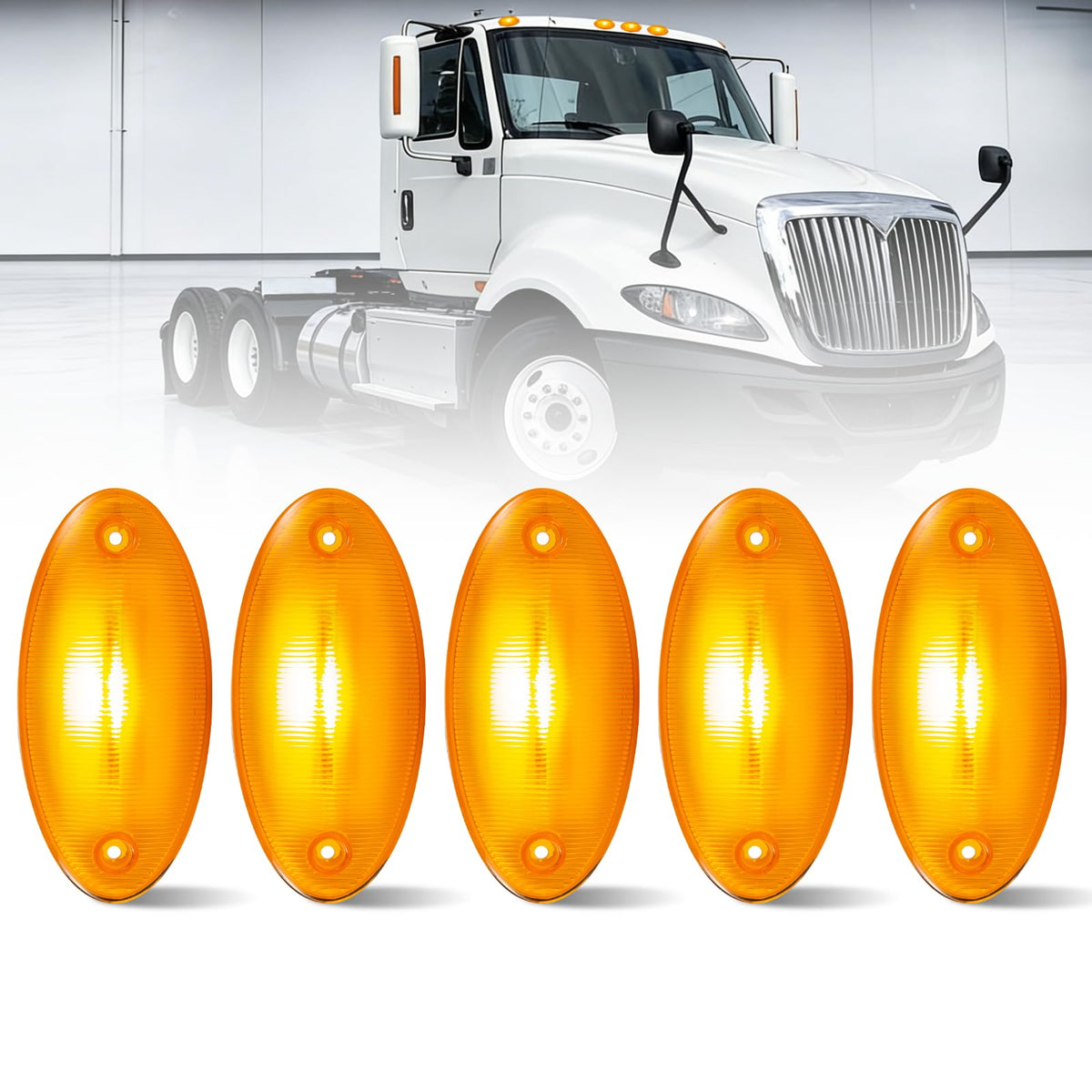 EVERESTHD front view of cab marker lights showing bright amber visibility