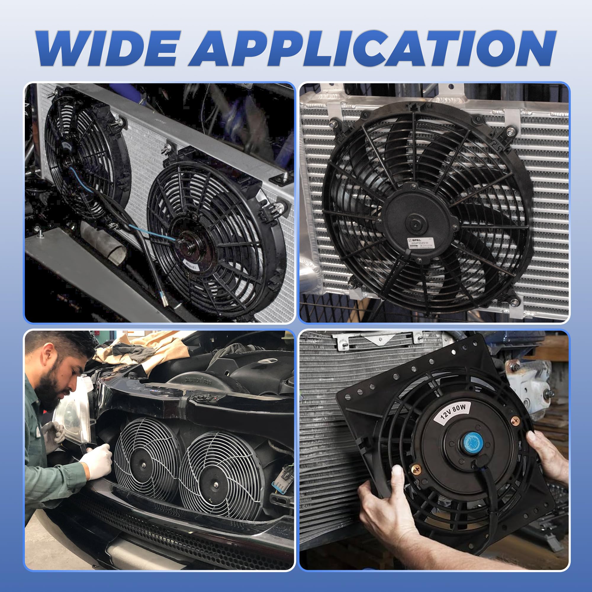 EVERESTWAY fan installed in garage scene showing practical vehicle cooling upgrade