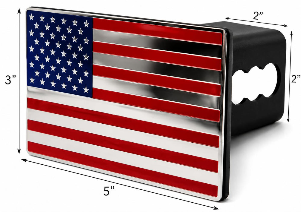 eVerHITCH close-up of stainless steel flag emblem offering corrosion resistance