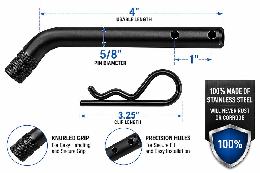 eVerHITCH next to ruler showing size for easy fit in 2.5-inch receiver