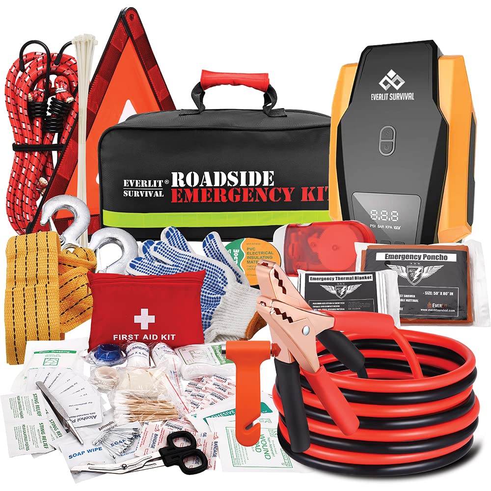 EVERLIT kit front packaging showing organized roadside tools and compact case for easy storage