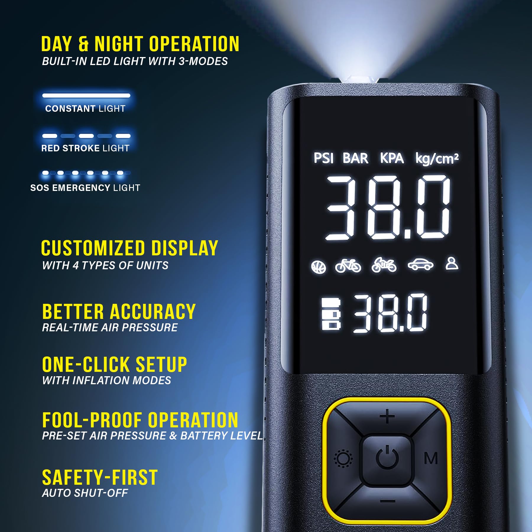 EVERLIT LED work light shining on a tire for nighttime repairs and visibility