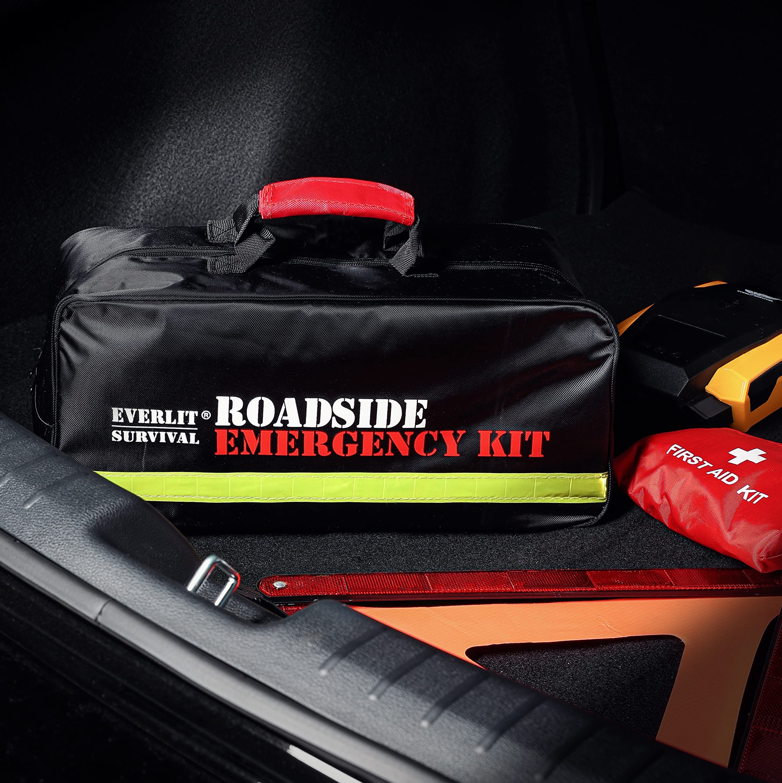 EVERLIT flashlight used at night improving visibility during roadside repairs and inspections