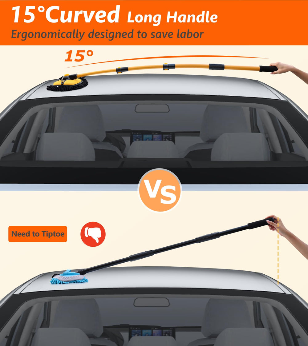 EVERRUSH extendable handle fully extended, easier high-reach cleaning